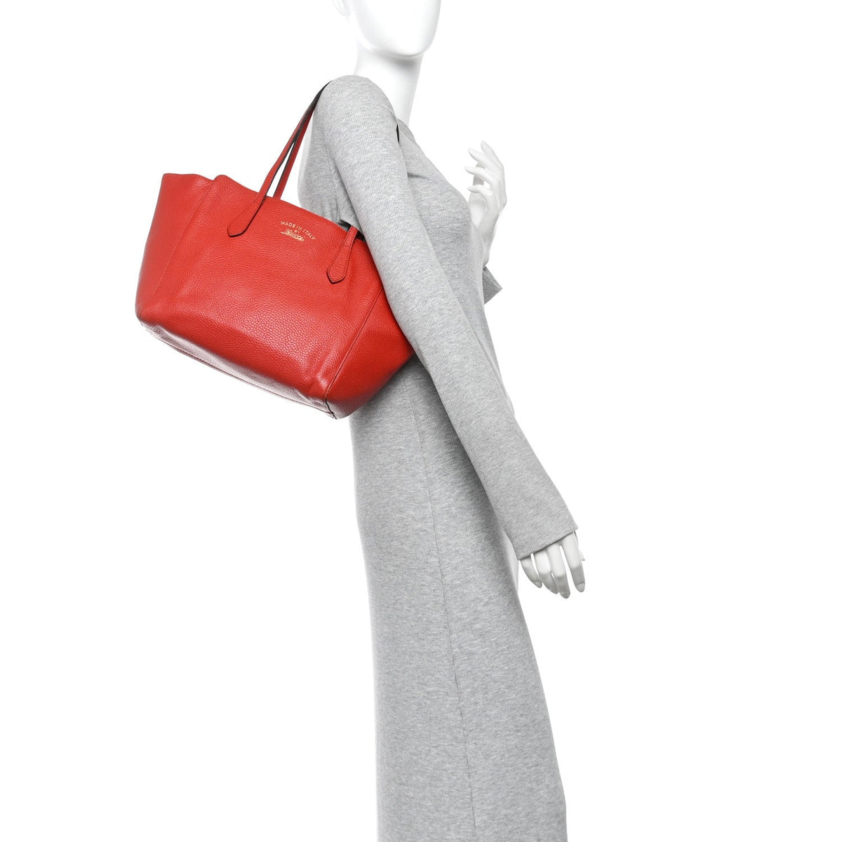 Dollar Calfskin Small Swing Tote Red