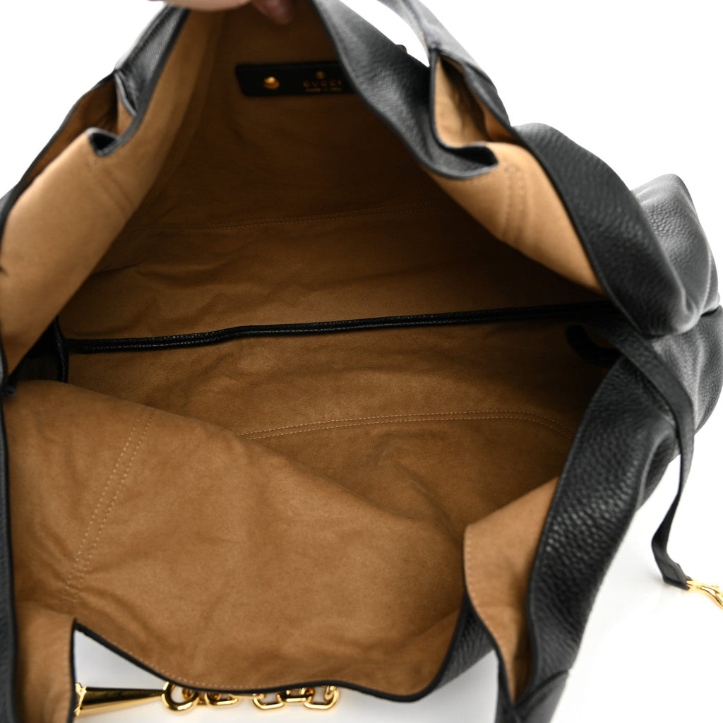 Grained Calfskin Softbit Maxi Shoulder Bag Black