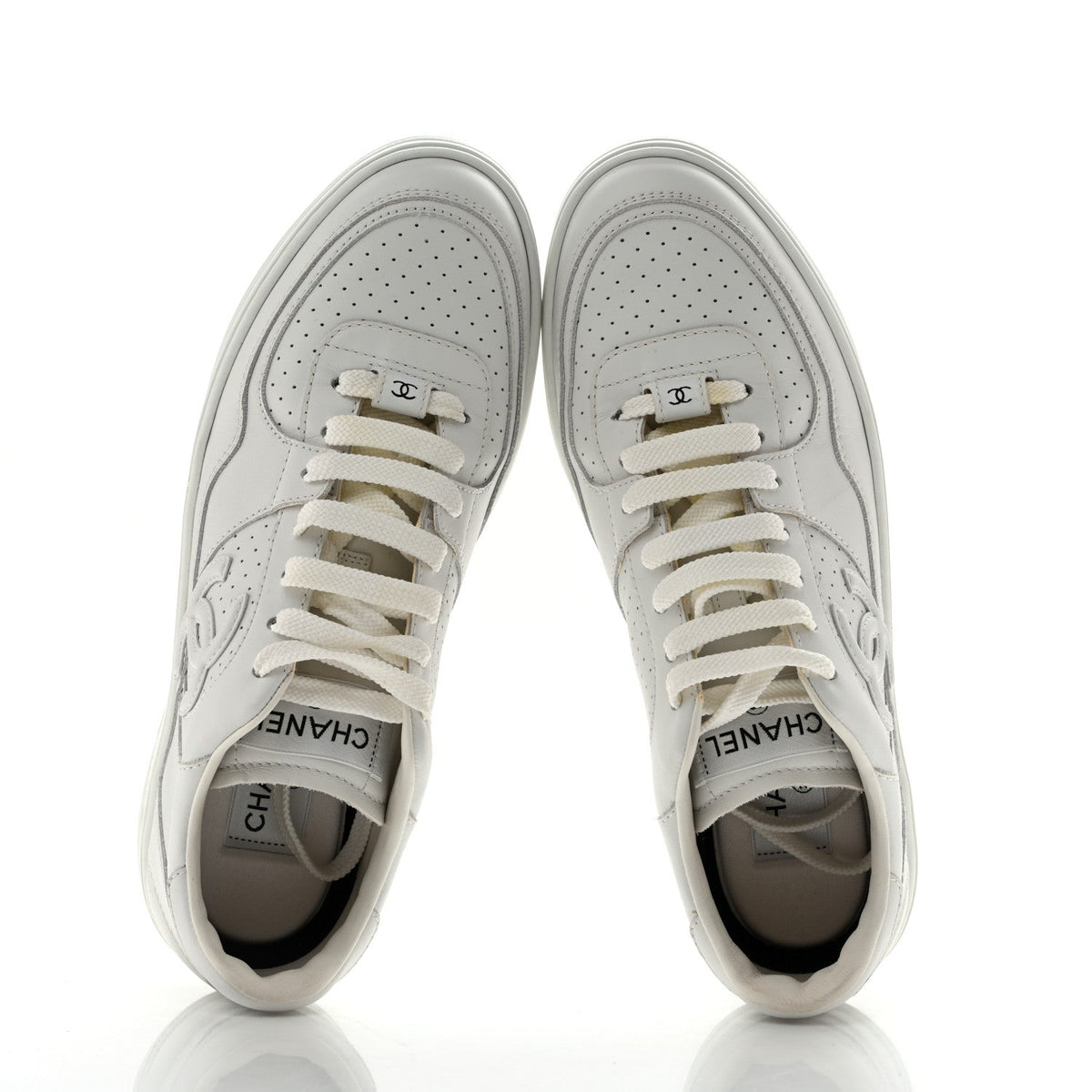 Calfskin CC Womens Sneakers 39.5 White