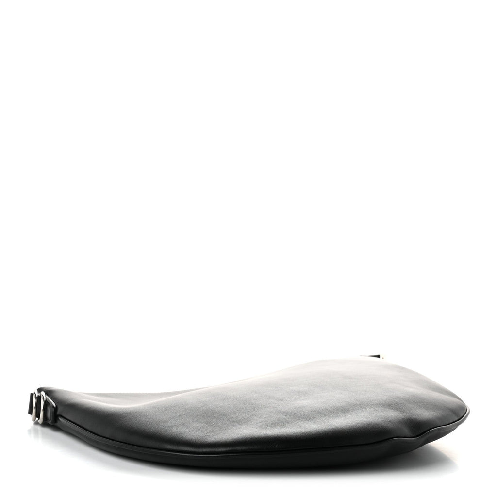 Calfskin Emblem Shoulder Bag Black
