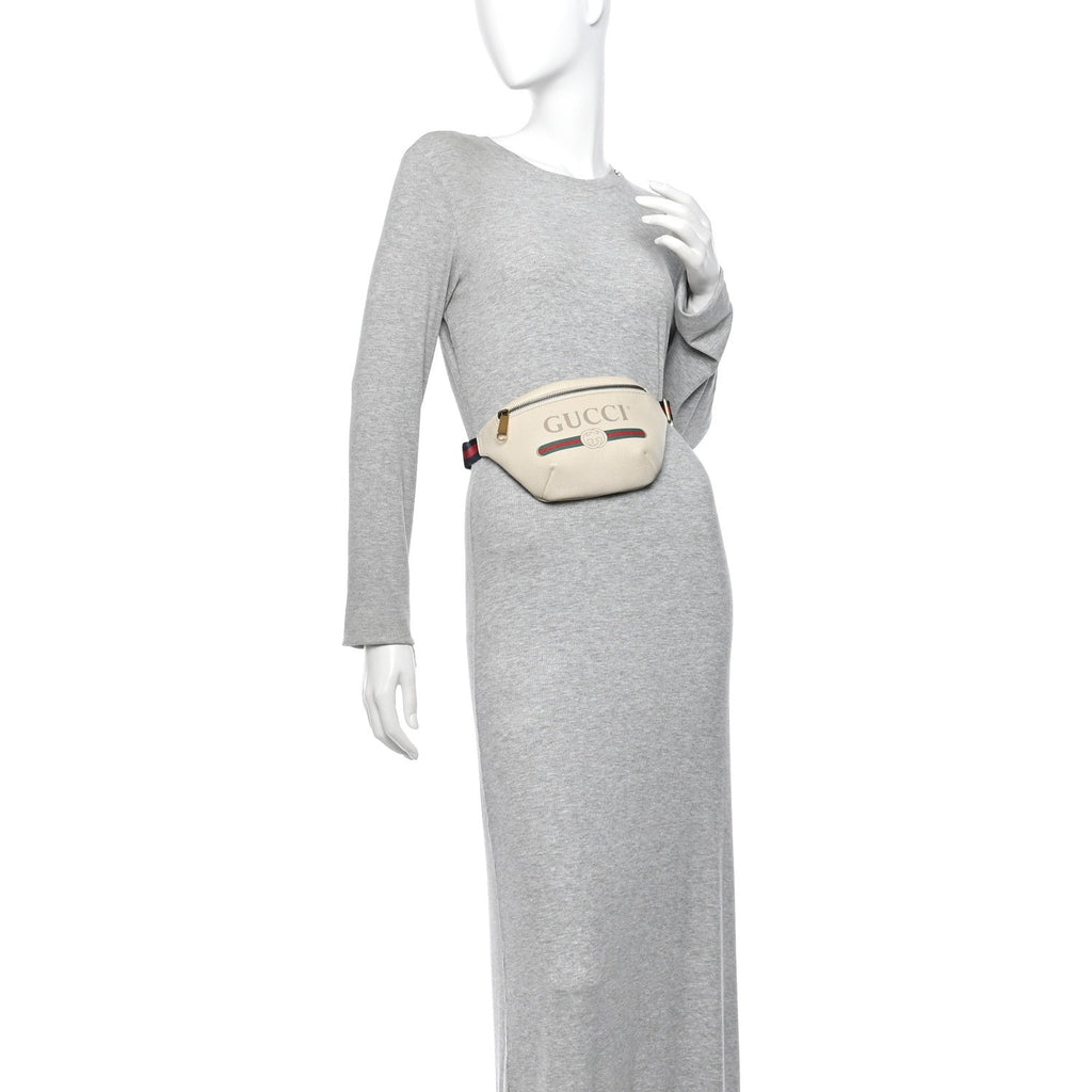 Grained Calfskin Small Logo Belt Bag White