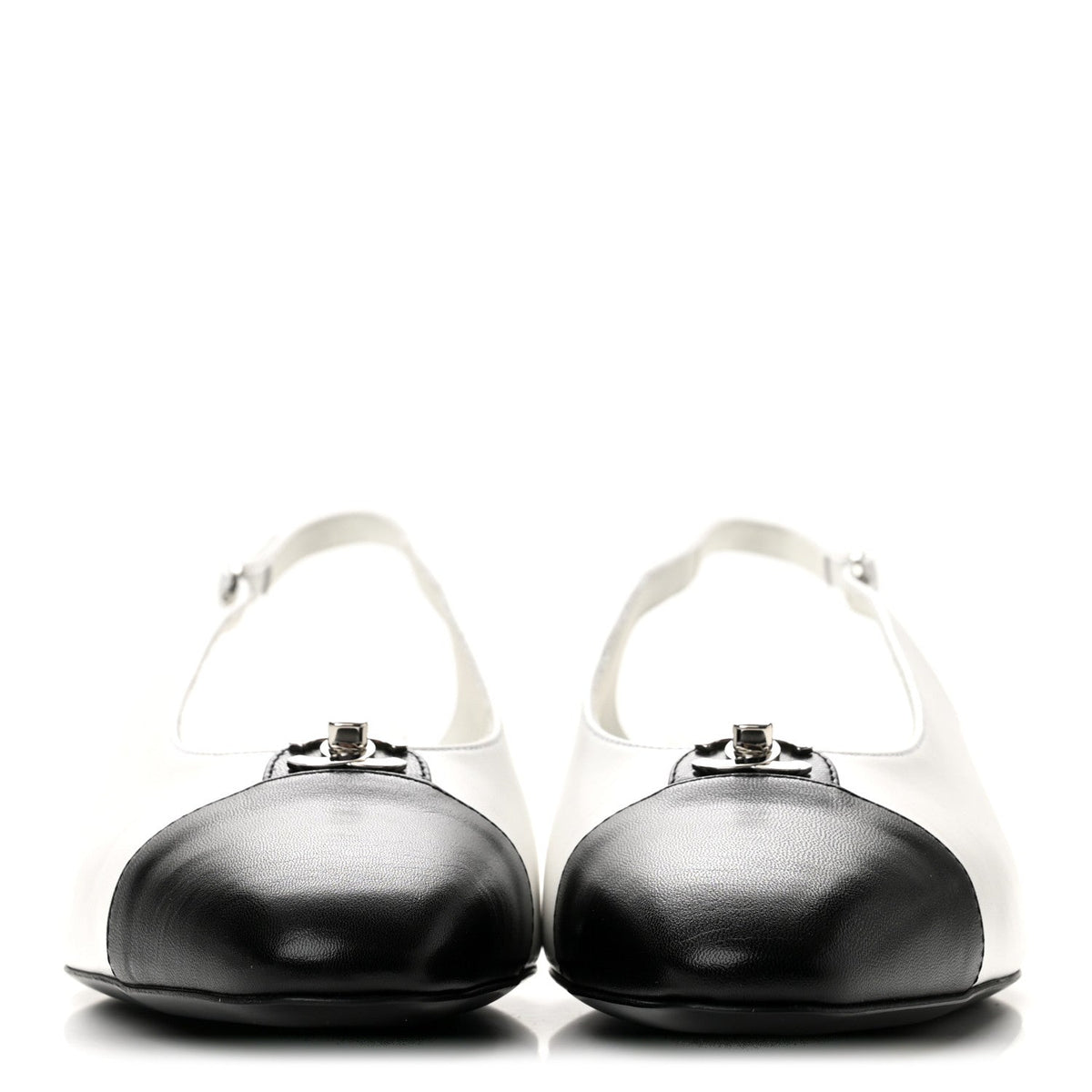Goatskin Grosgrain Cap Toe CC Slingback Pumps 40 Black White
