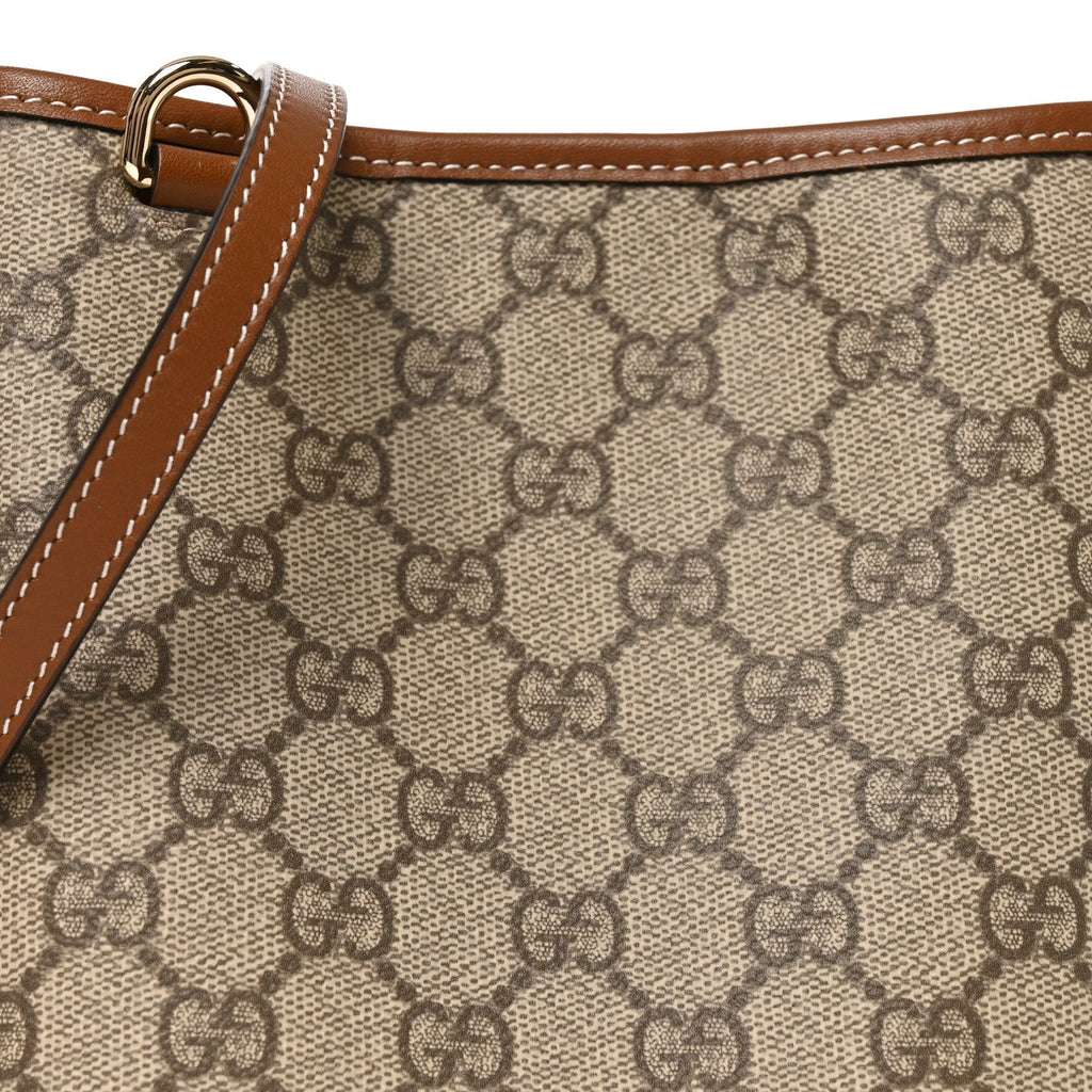 GG Supreme Monogram Emblem Nano Bucket Bag  Beige Dark Brown