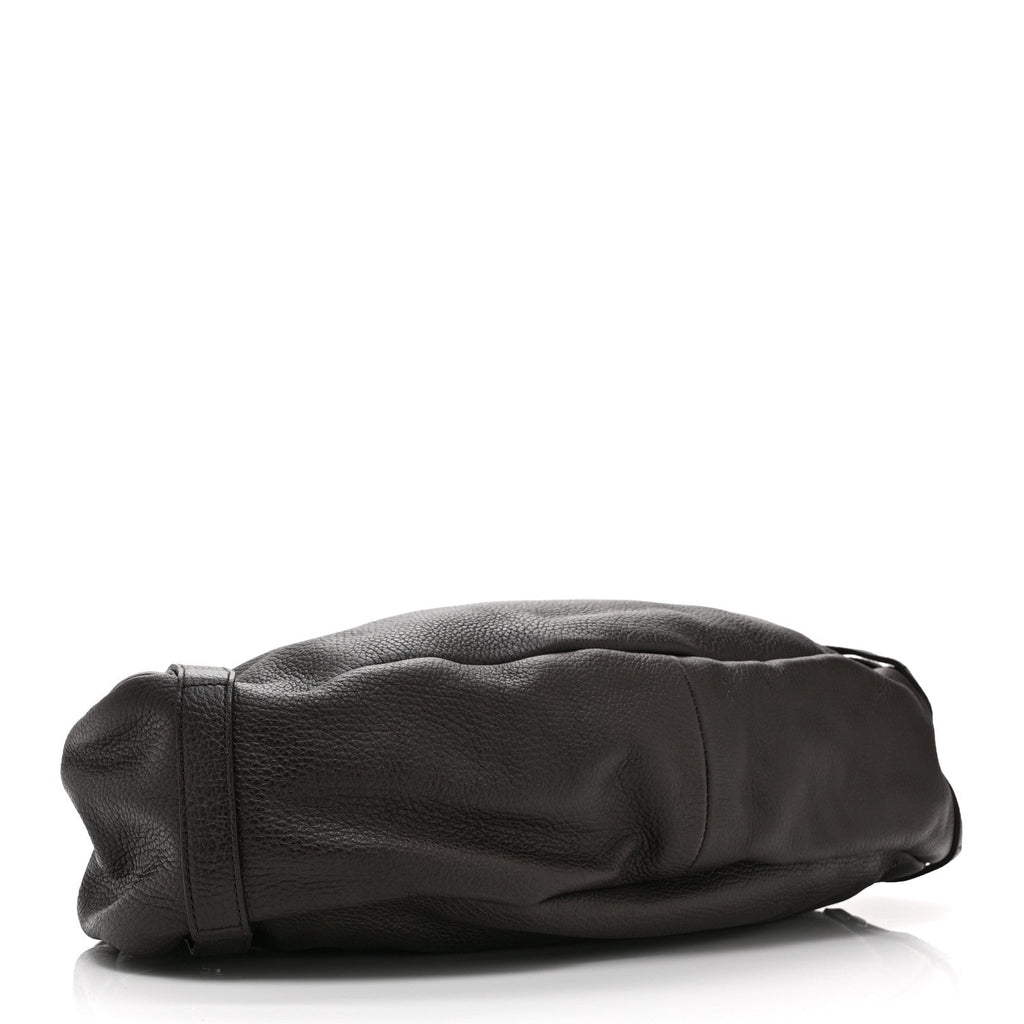 Calfskin Medium Abbey Shoulder Bag Dark Brown