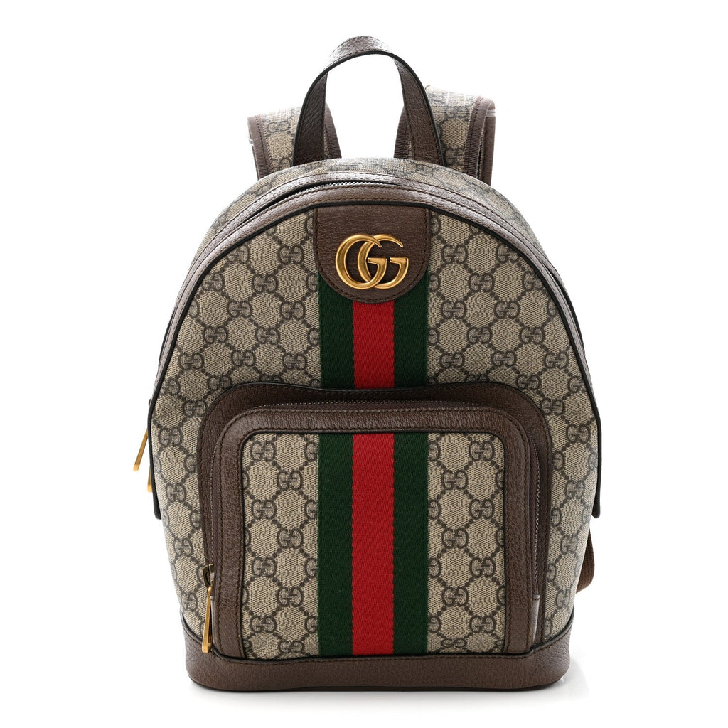 GG Supreme Monogram Calfskin Web Small Ophidia Day Backpack Beige Ebony New Acero