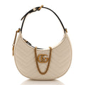 Calfskin Matelasse Chevron Mini GG Marmont Half Moon Hobo Mystic White