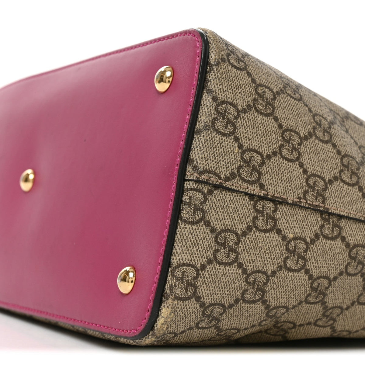 GG Supreme Monogram Linea A Foldover Tote Beige Hibiscus Red New Rosette