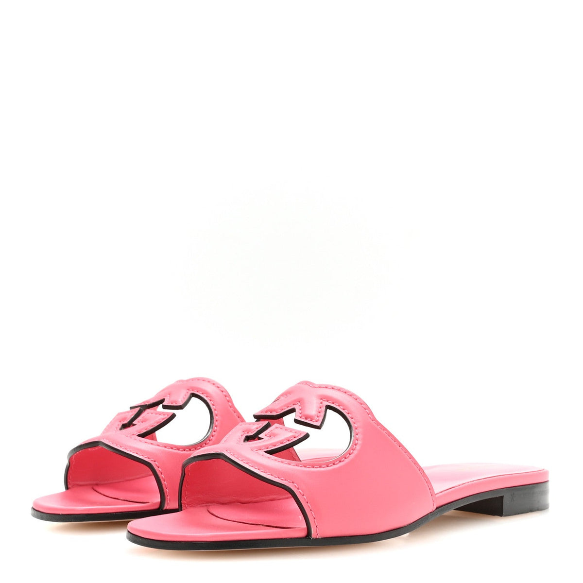 Cosmos Softy Calfskin Interlocking G Cut Out Slide Sandals 37 Rhodamine Pink