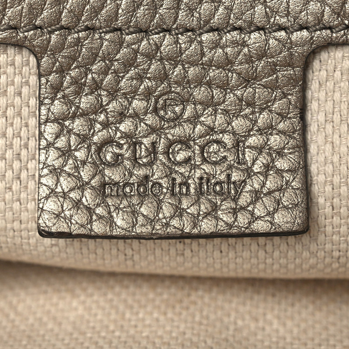 Metallic Pebbled Calfskin Medium Soho Flap Crossbody Golden Beige