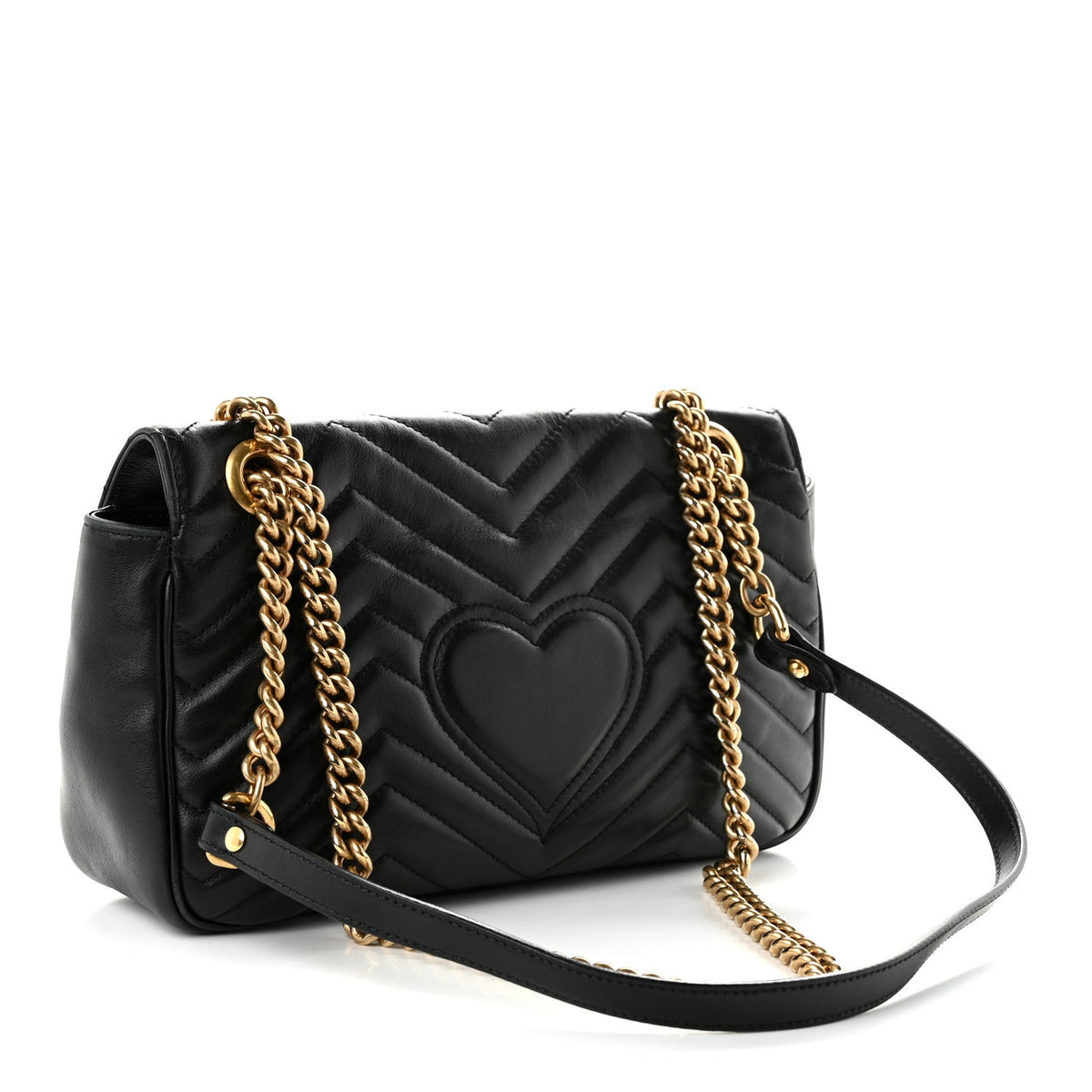 Calfskin Matelasse Small GG Marmont Shoulder Bag Black