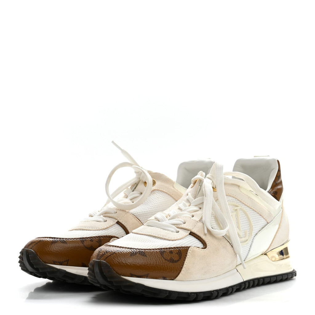 Calfskin Monogram Run Away Sneakers 36.5 White
