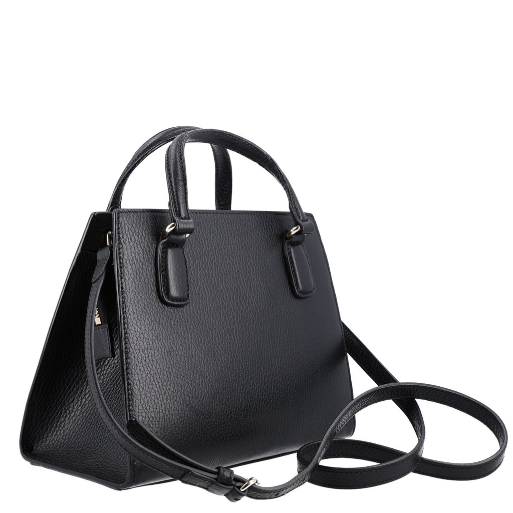 Pebbled Calfskin Medium Soho Top Handle Satchel Black