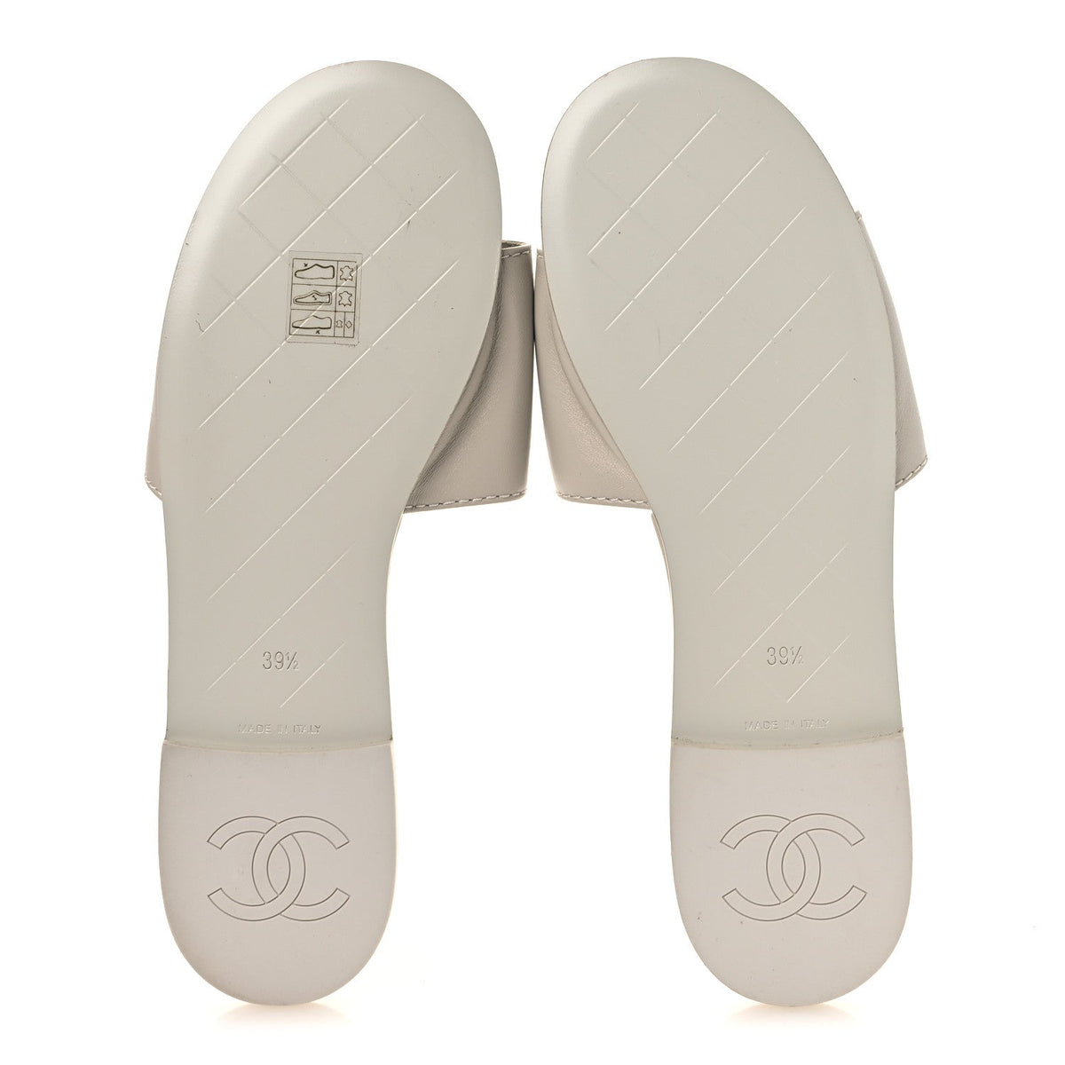 Lambskin Quilted Turnlock Flat Mules 39.5 Light Gray