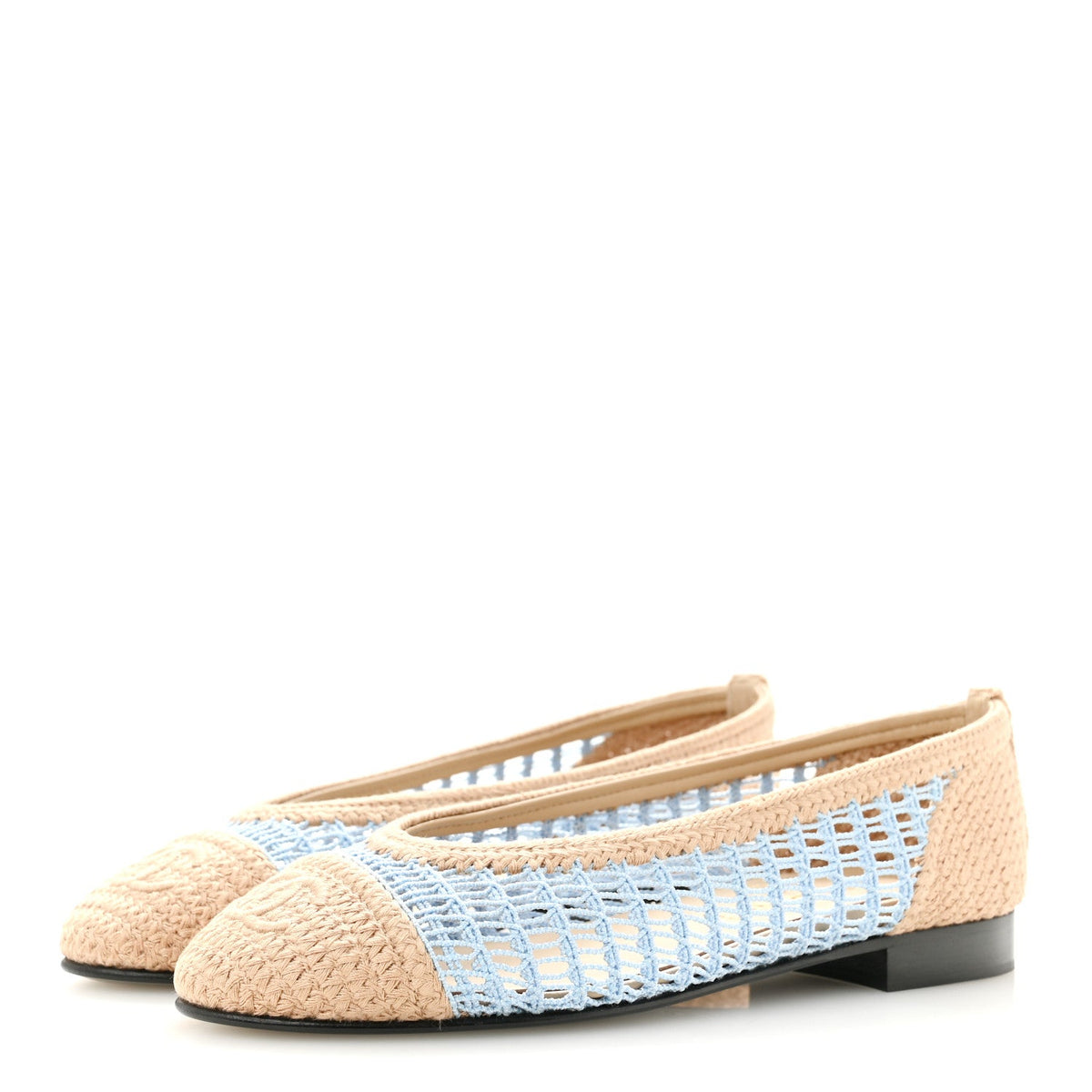 Raffia CC Cap Toe Ballerina Flats 35 Blue Beige