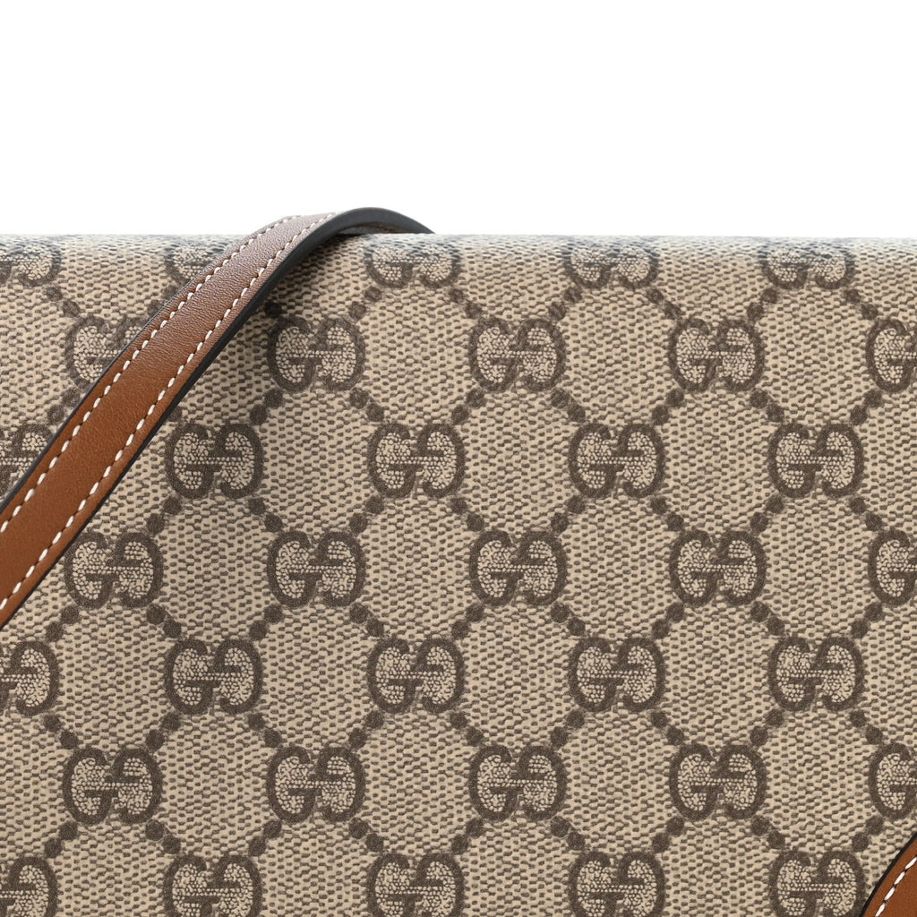 GG Emblem Monogram Wallet With Strap Beige Brown