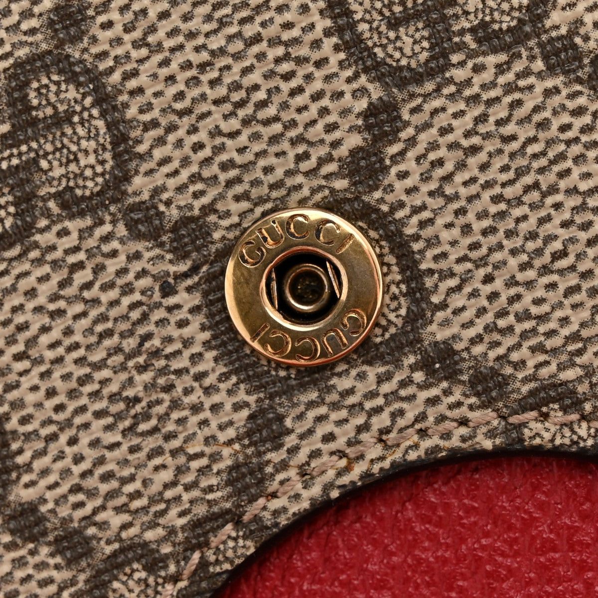 GG Supreme Monogram Web Queen Margaret Chain Wallet Red