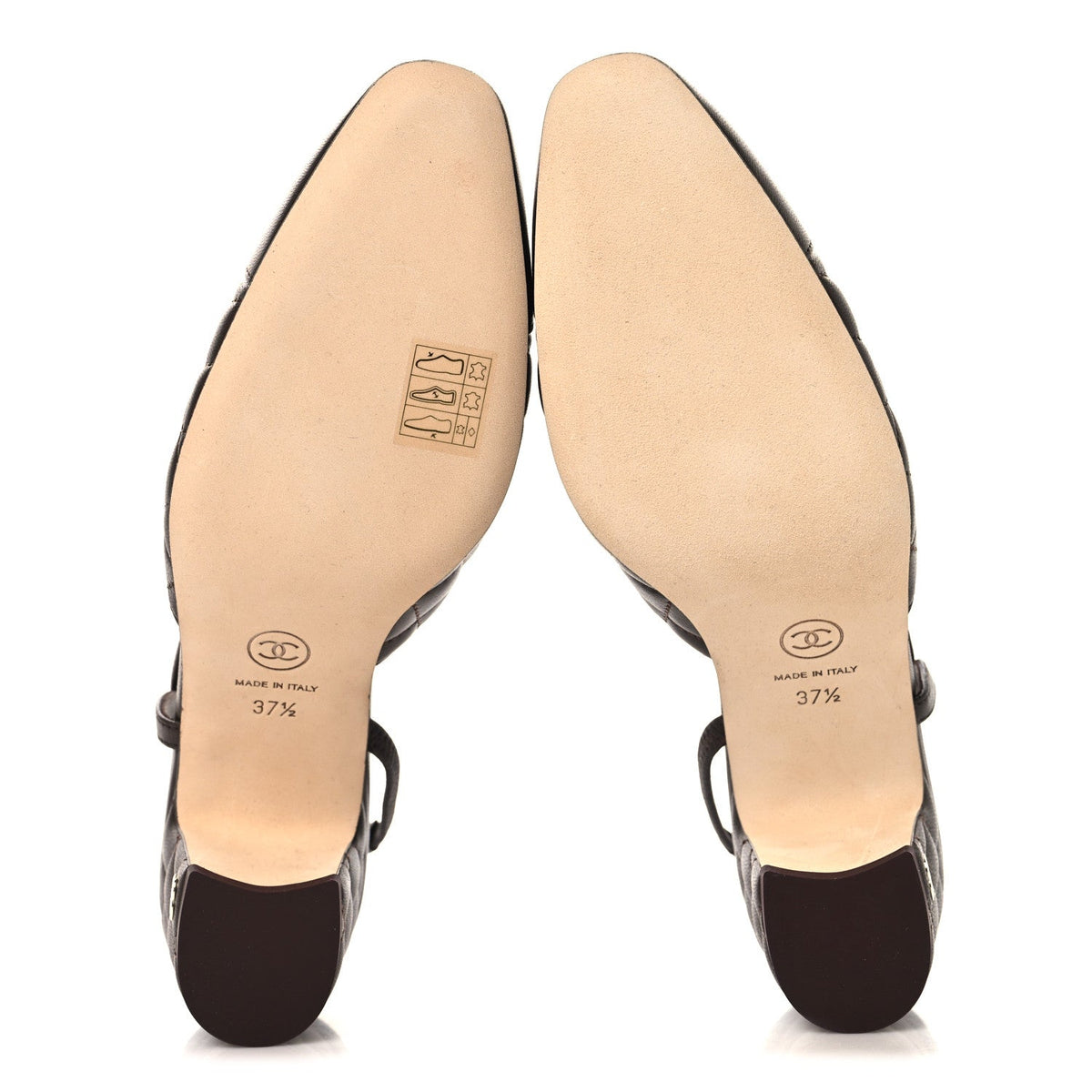 Lambskin Quilted Cap Toe CC Slingback Pumps  37.5 Brown