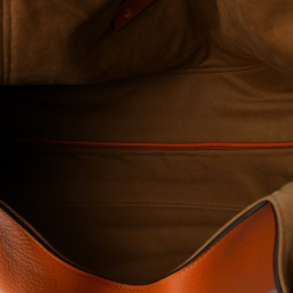 Grained Calfskin Softbit Maxi Shoulder Bag Orange