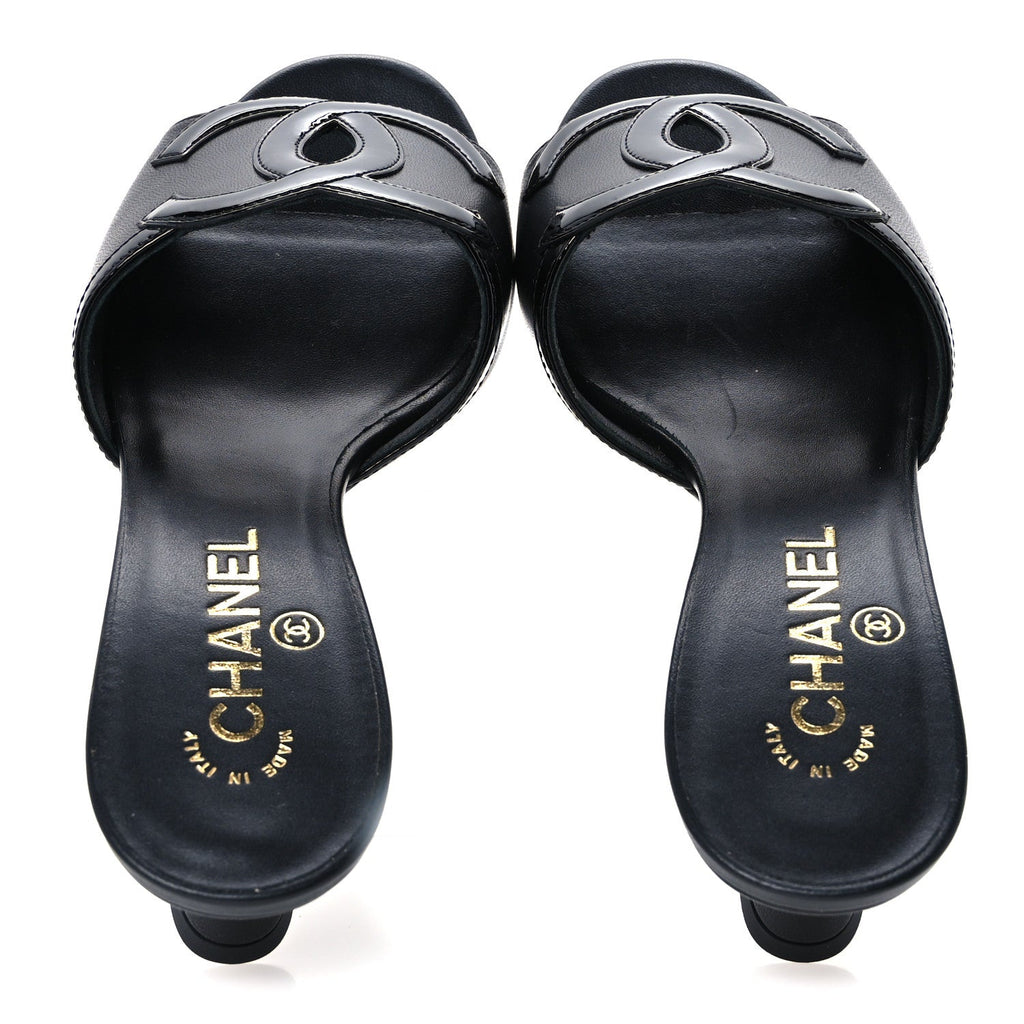 Lambskin CC Cutout Mules 38 Black