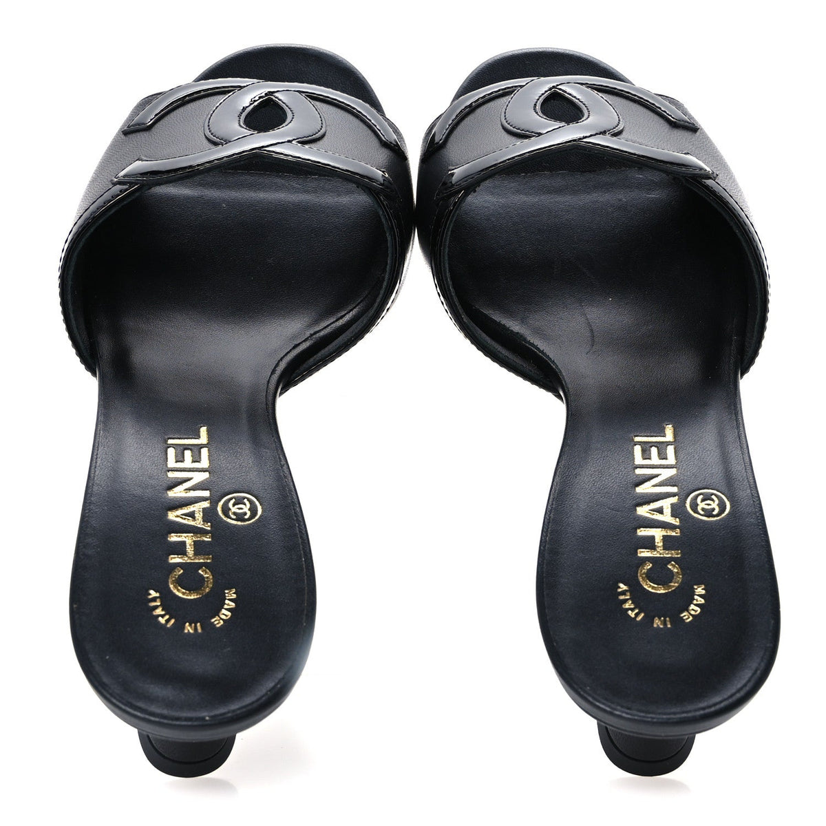 Lambskin CC Cutout Mules 38 Black