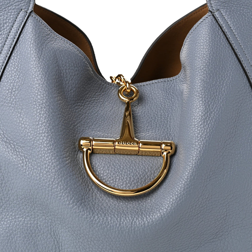 Grained Calfskin Softbit Medium Shoulder Bag Dusty Blue