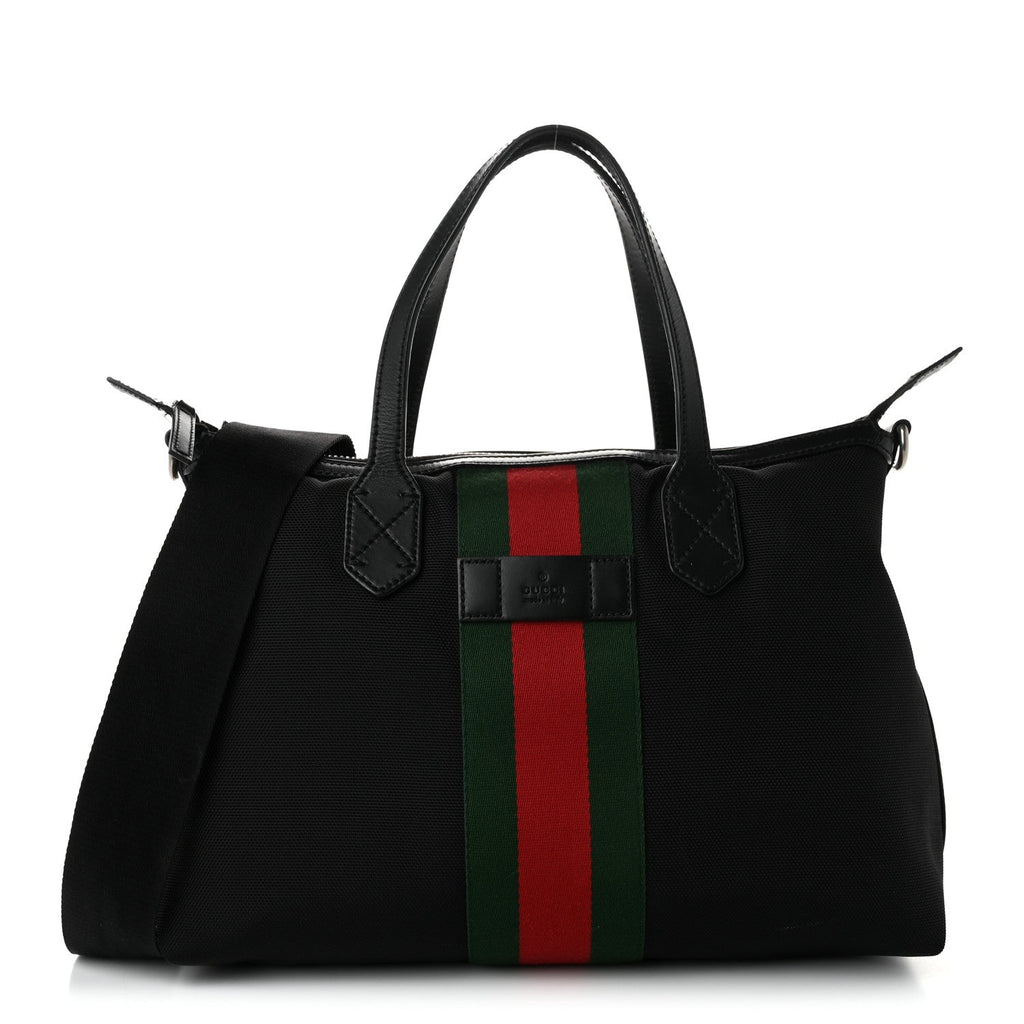Techno Canvas Web Top Handle Shoulder Bag Black
