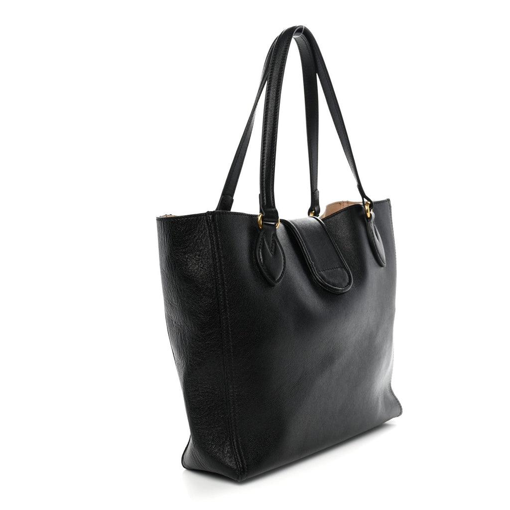 New Sakai Calfskin Lux Small Dahlia Tote Black