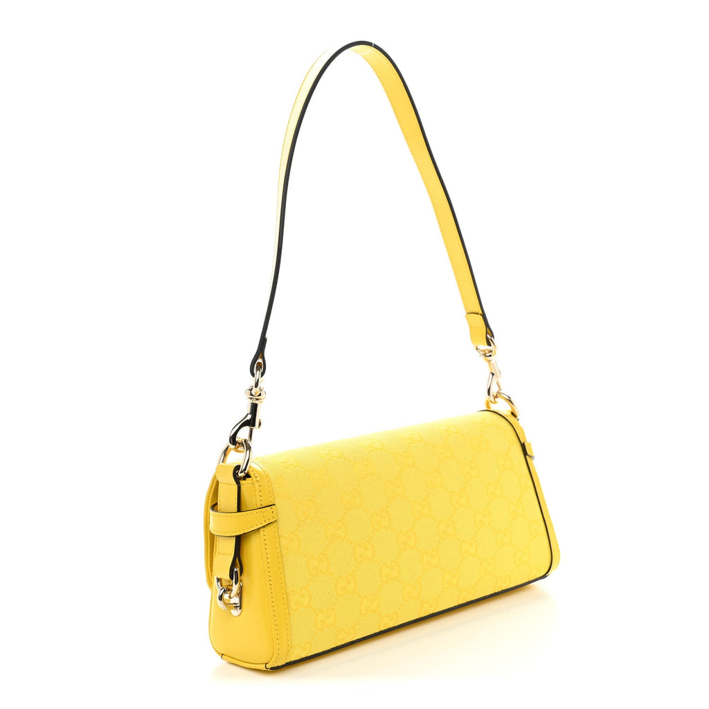 GG Monogram Textured Dollar Calfskin Small Luce Shoulder Bag Yellow