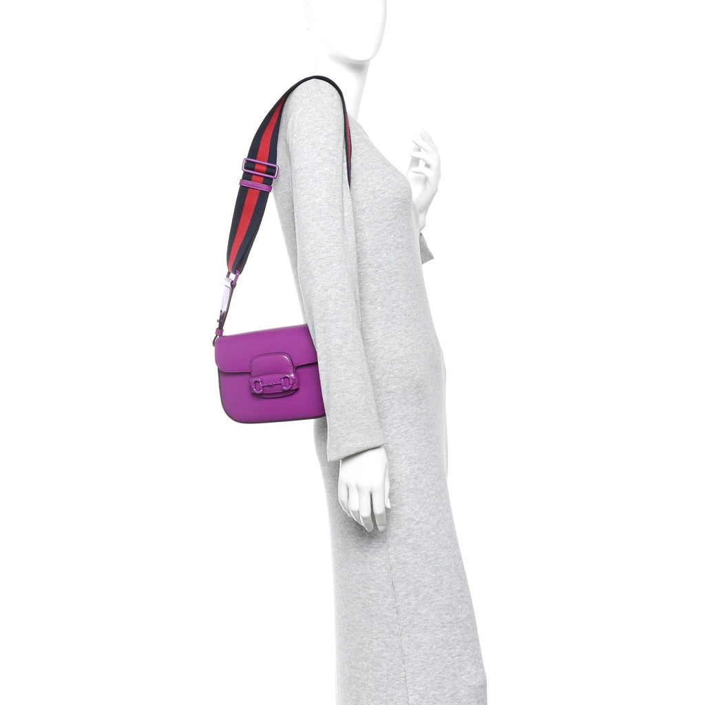 Azalea Calfskin Web Monochrome Small Horsebit 1955 Shoulder Bag  Spicy Cyclamin