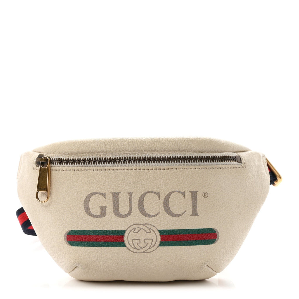 Grained Calfskin Small Logo Belt Bag White