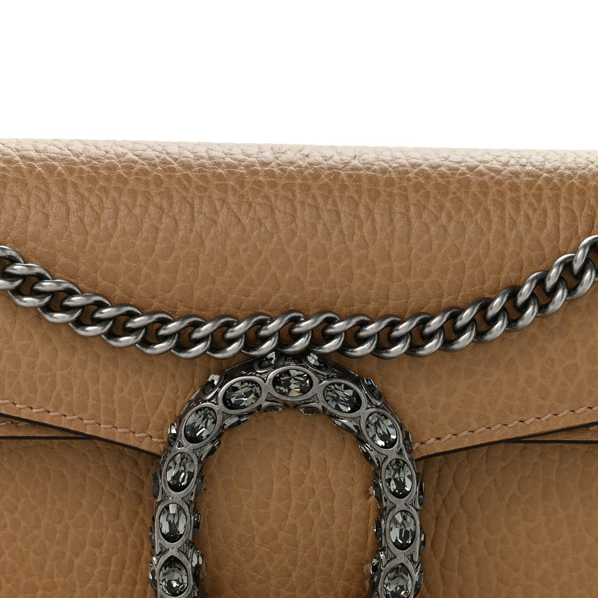 Dollar Calfskin Crystal Super Mini Dionysus Shoulder Bag Natural Tan Black Diamond