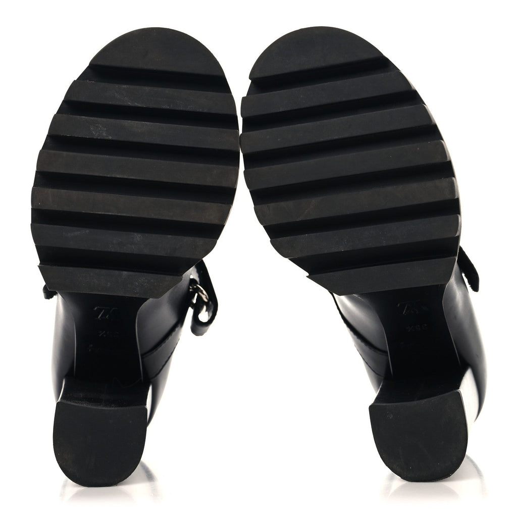 Calfskin Star Trail Ankle Pumps 35.5 Black