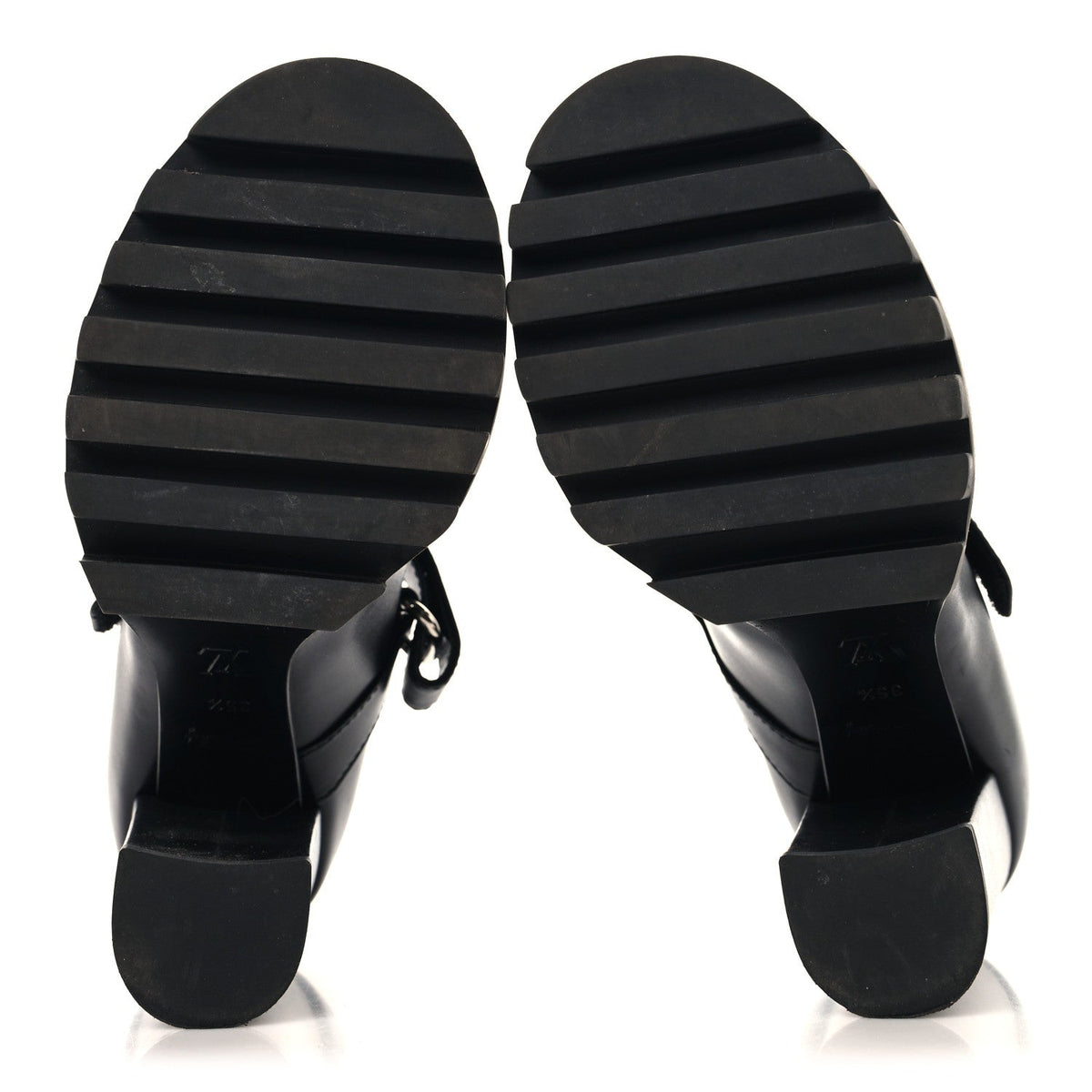 Calfskin Star Trail Ankle Pumps 35.5 Black