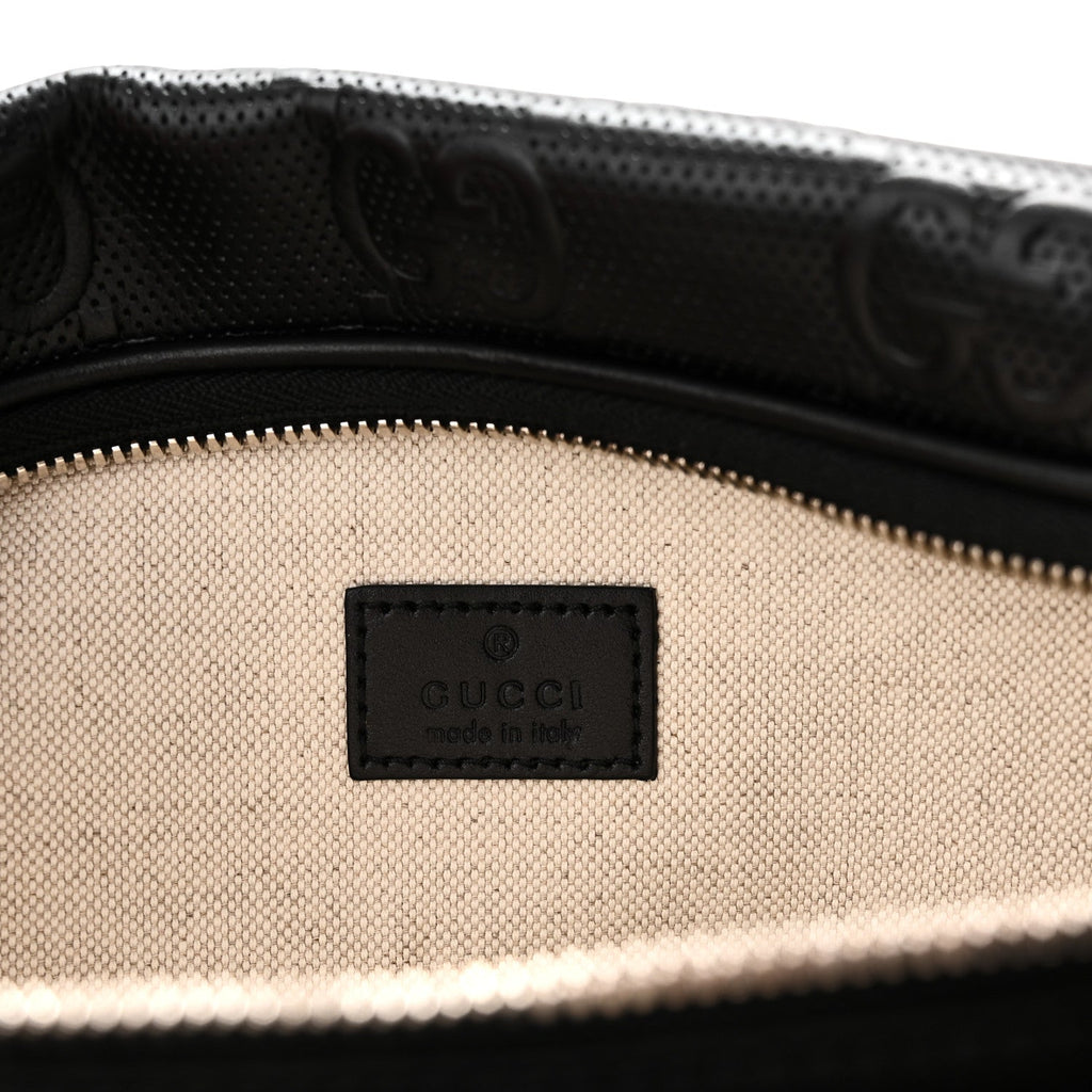 Calfskin GG Tennis Embossed Pocket Belt Bag Black