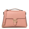 Dollar Calfskin Medium Interlocking G Top Handle Shoulder Bag Soft Pink