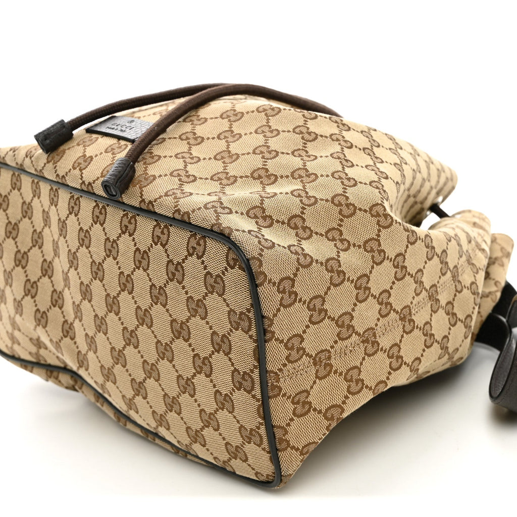 Monogram Dollar Calfskin O Drawstring Backpack Beige Ebony Testa di Moro Dark Chocolate