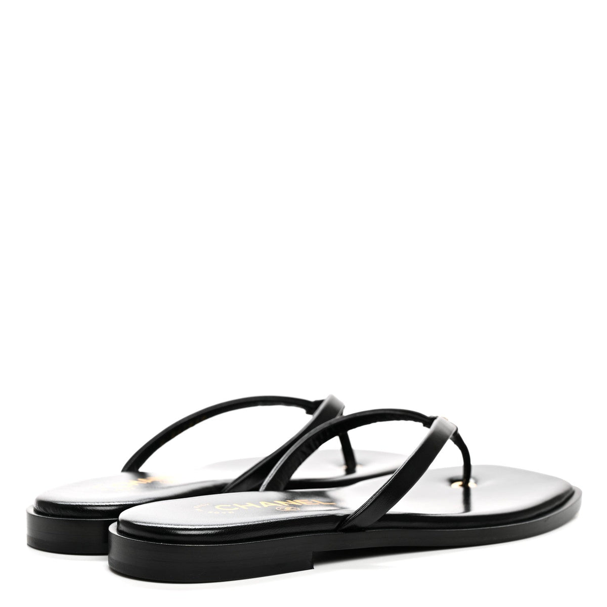 Goatskin CC Times Square Thong Sandals 37.5 Black