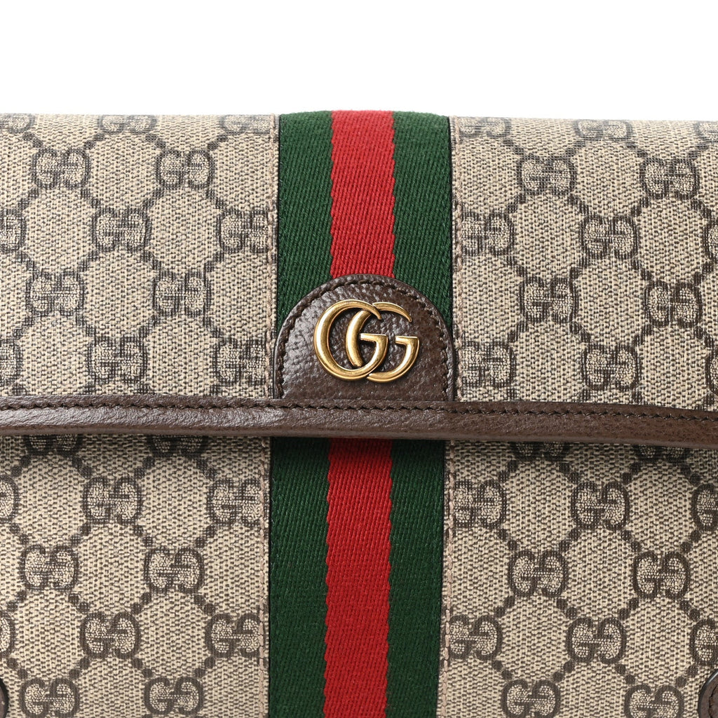 GG Supreme Monogram Web Small Ophidia Belt Bag Brown