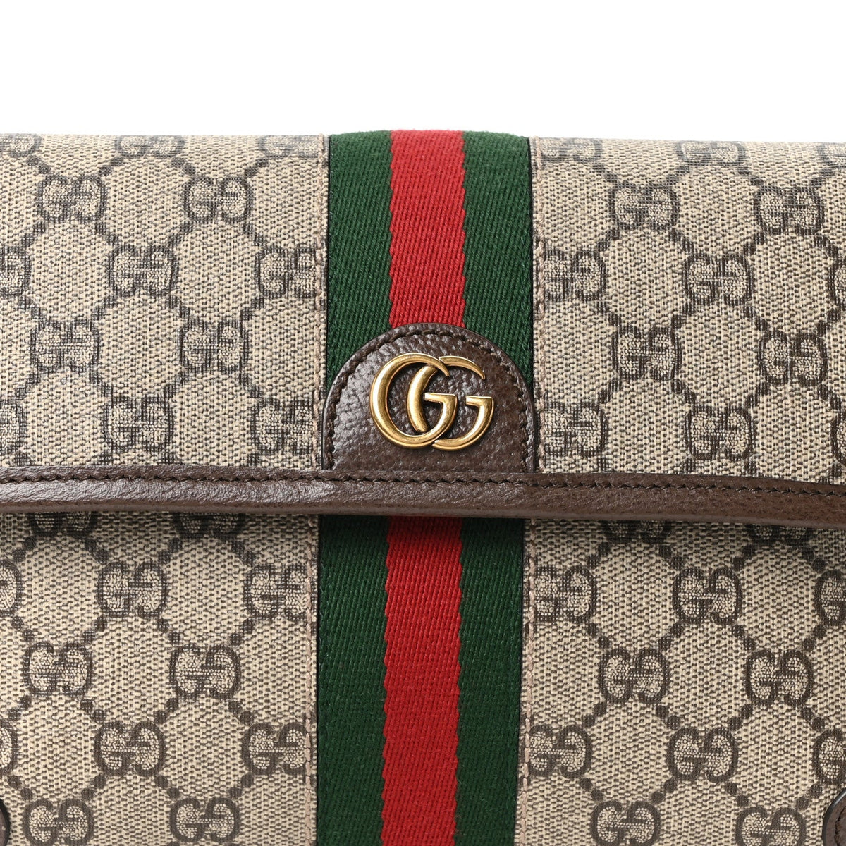 GG Supreme Monogram Web Small Ophidia Belt Bag Brown