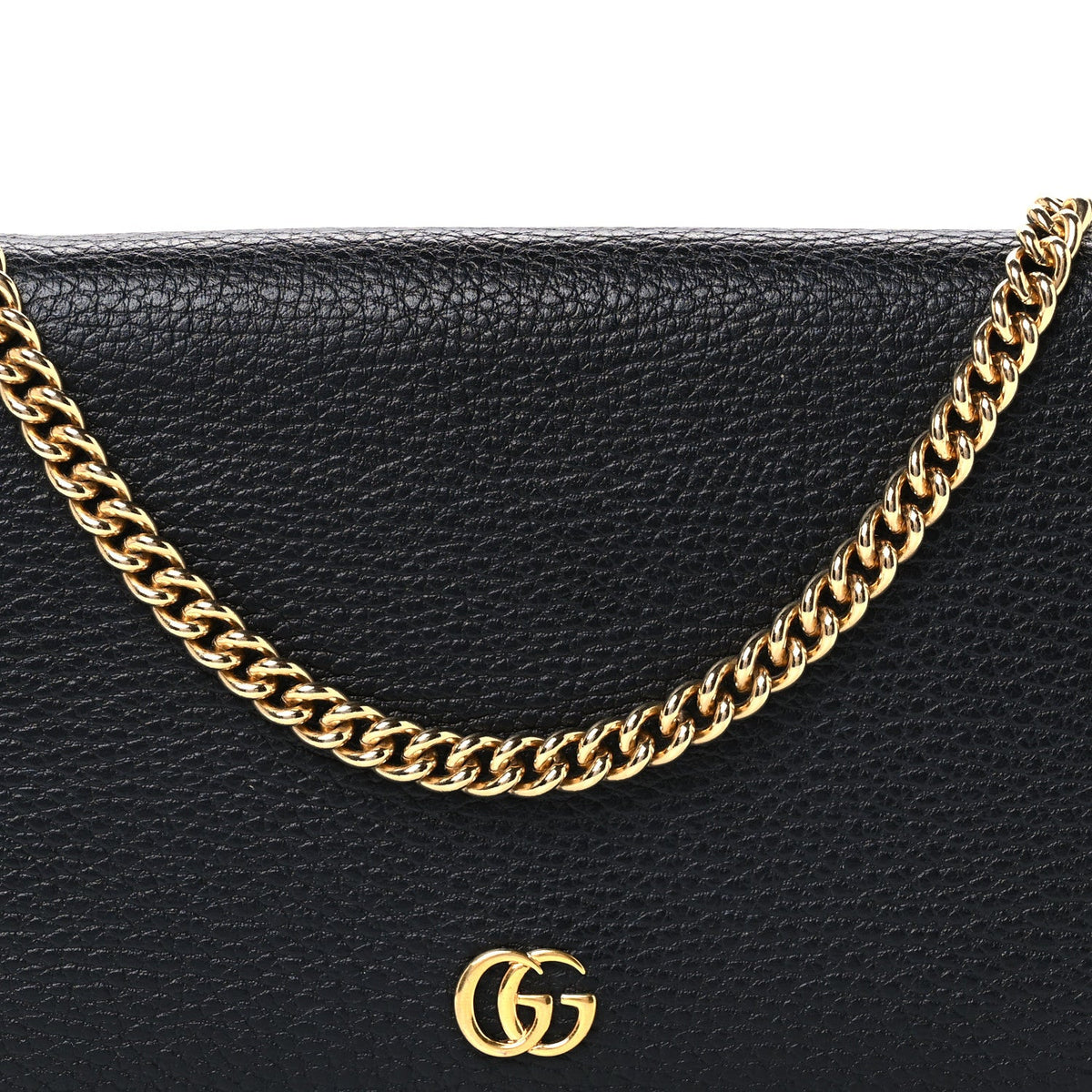 Calfskin Mini GG Marmont Chain Wallet Black