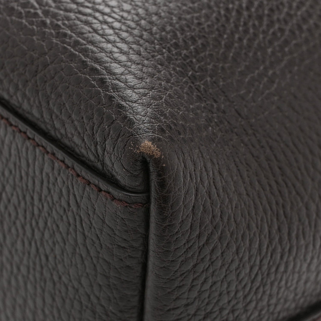 Calfskin Medium Braided Handle Gifford Tote Dark Brown