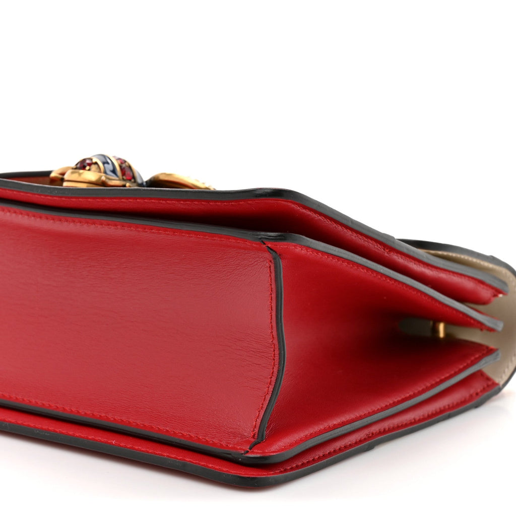 Calfskin Sylvie Web Small Queen Margaret Top Handle Bag Hibiscus Red Mystic White