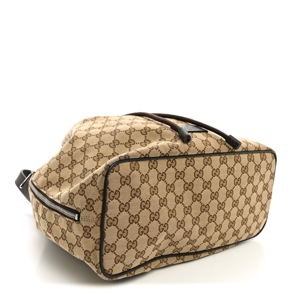 Monogram Dollar Calfskin O Drawstring Backpack Beige Ebony Testa di Moro Dark Chocolate