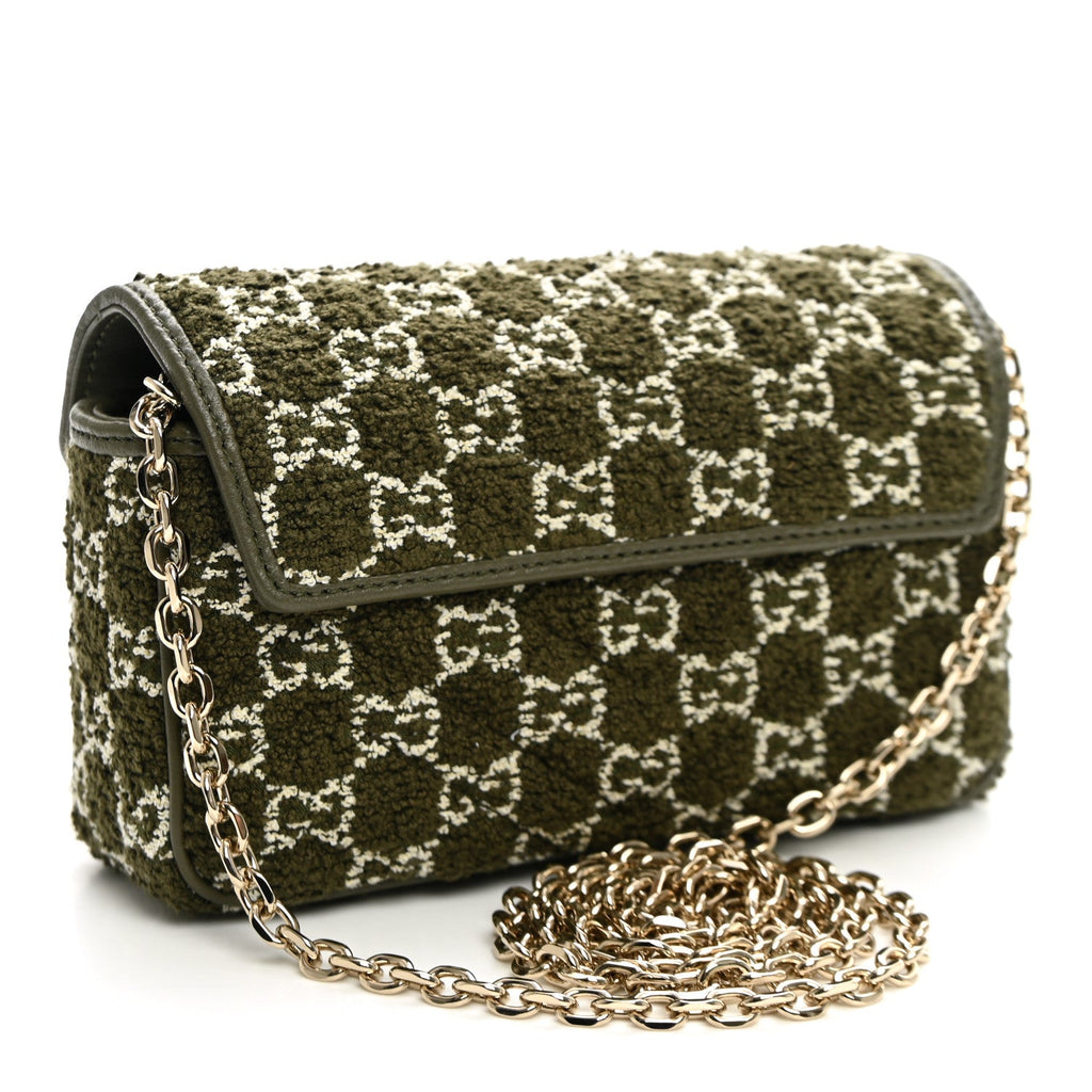 Tweed GG Monogram Mini GG Marmont Shoulder Bag Green