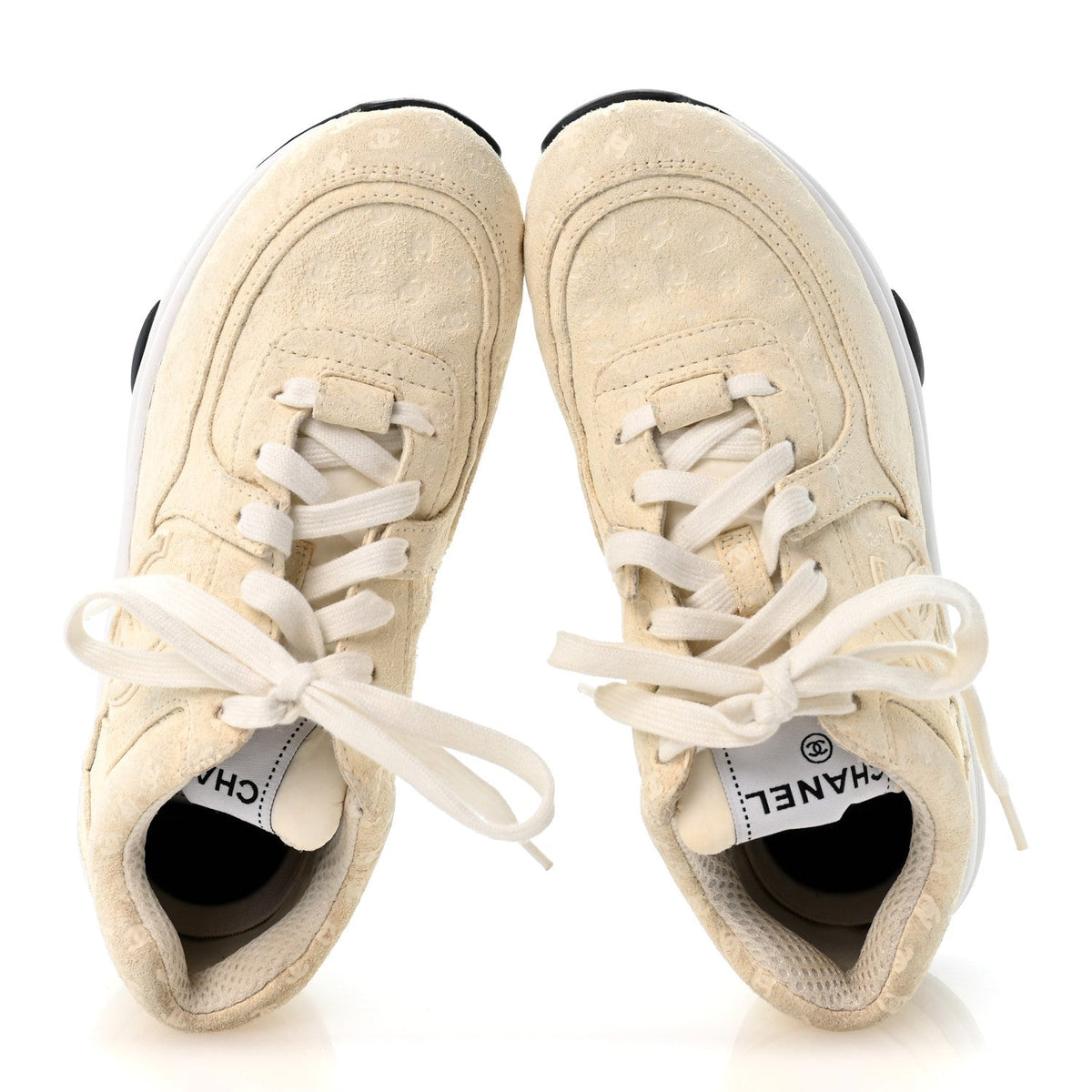 Nylon Suede Calfskin Printed CC Sneakers 37 White