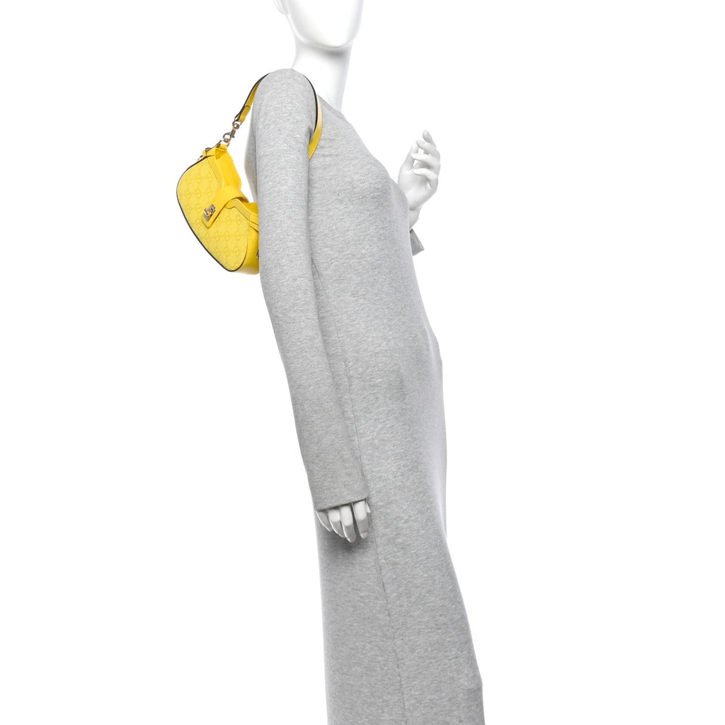 Calfskin Monogram Mini Moon Side Shoulder Bag Yellow