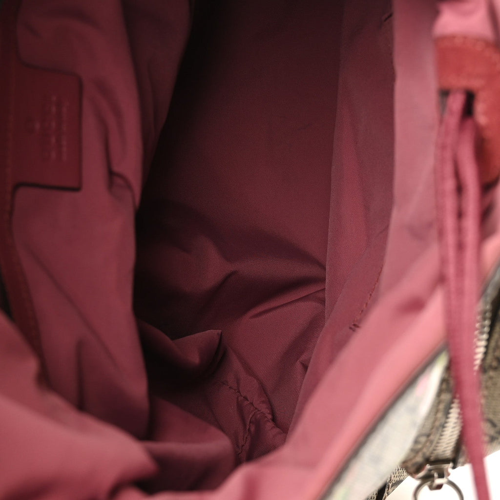 GG Supreme Monogram Blooms Small Single Buckle Backpack Beige Multicolor Dry Rose