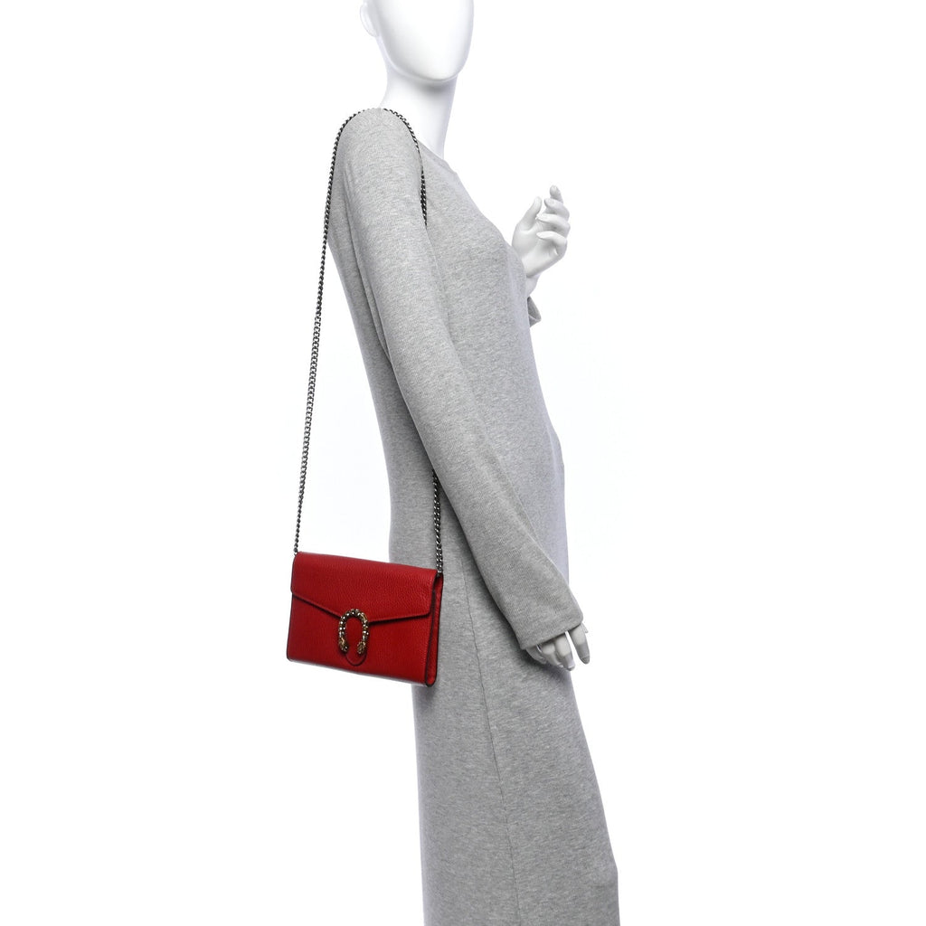 Calfskin Mini Dionysus Chain Wallet Hibiscus Red