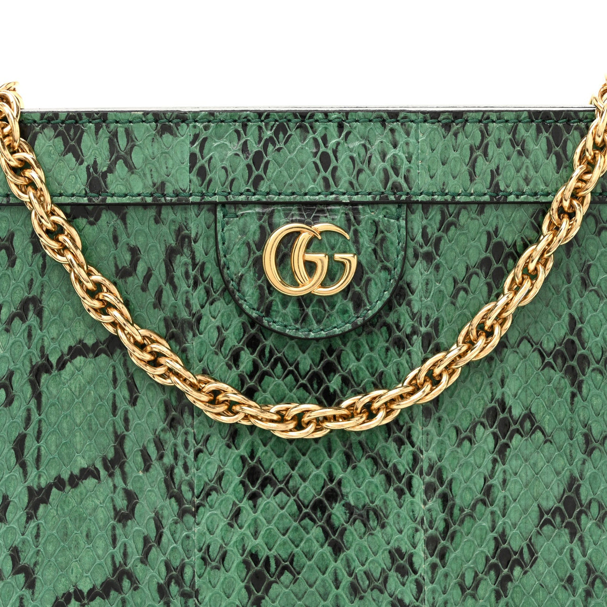 Snakeskin GG Small Ophidia Chain Shoulder Bag Green