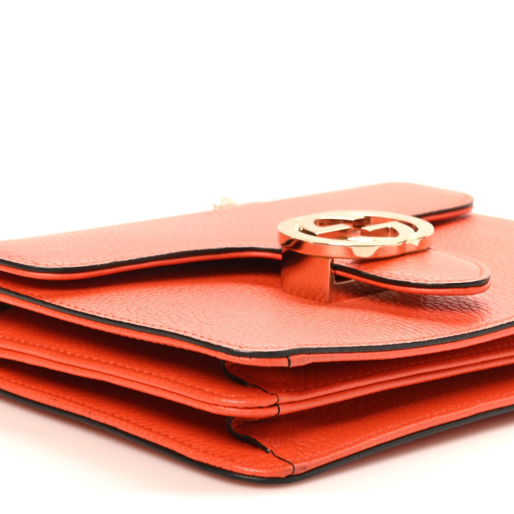 Dollar Calfskin Small Interlocking G Shoulder Bag Sun Orange
